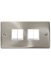 4 Gang 2 Way 10A Satin Chrome Plate Switch VPSC019WH