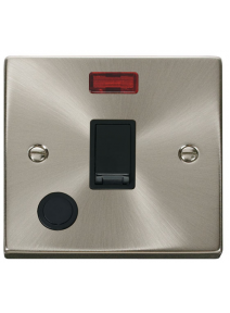 20A Satin Chrome Double Pole Switch with Flex Outlet &amp; Neon VPSC023BK