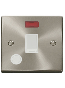 20A Satin Chrome Double Pole Switch with Flex Outlet &amp; Neon VPSC023WH