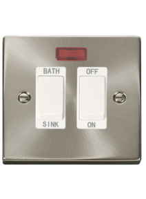 20A Double Pole Satin Chrome Sink/Bath Switch VPSC024WH