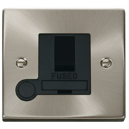 13A Satin Chrome Fused Spur Unit Switched & Flex Outlet VPSC051BK