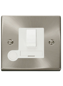 13A Satin Chrome Fused Spur Unit Switched &amp; Flex Outlet VPSC051WH