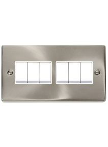 6 Gang 2 Way Satin Chrome 10A Modular Plate Switch VPSC105WH