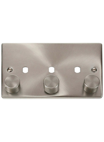 3 Gang Satin Chrome Dimmer Plate with Knobs VPSC153PL