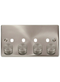 4 Gang Satin Chrome Dimmer Plate with Knobs VPSC154PL