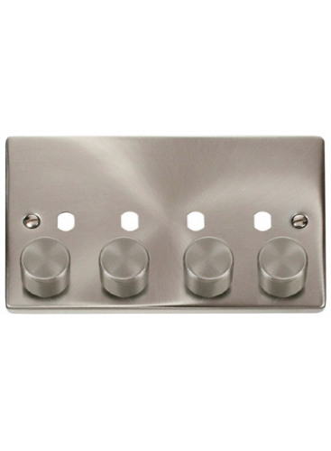 4 Gang Satin Chrome Dimmer Plate with Knobs VPSC154PL