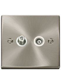 Satin Chrome Isolated Satellite &amp; Co-Axial Socket VPSC157WH