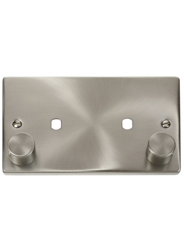 Satin Chrome Dimmer Mounting Double Plate 1630W Maximum 2 Gang VPSC186