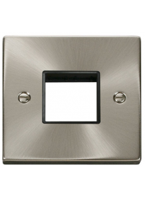 1 Gang Twin Aperture Satin Chrome Grid Switch Front Plate VPSC402BK