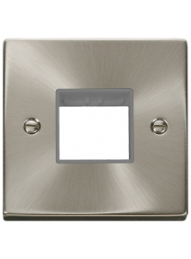1 Gang Twin Aperture Satin Chrome Grid Switch Front Plate VPSC402GY