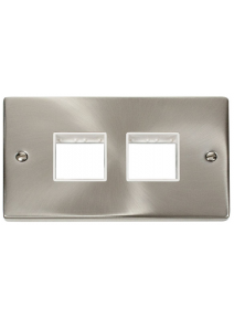 2 Gang Satin Chrome Grid Switch Plate 2+2 Aperture VPSC404WH