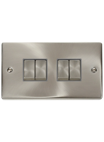 4 Gang 2 Way 10A Satin Chrome Plate Switch VPSC414GY