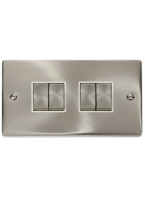 4 Gang 2 Way 10A Satin Chrome Plate Switch VPSC414WH