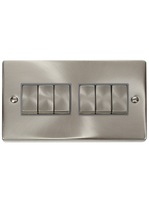 6 Gang 2 Way 10A Satin Chrome Plate Switch VPSC416GY