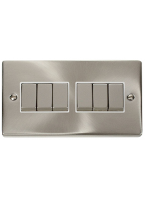 6 Gang 2 Way 10A Satin Chrome Plate Switch VPSC416WH