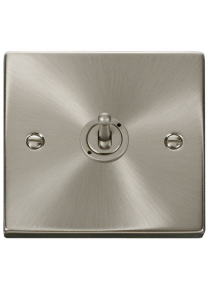 1 Gang 2 Way 10A Satin Chrome Toggle Switch VPSC421