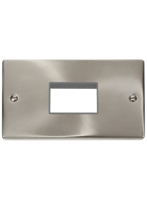 2 Gang 3 Inline Aperture Satin Chrome Grid Switch Plate VPSC432GY