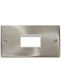 2 Gang 3 Inline Aperture Satin Chrome Grid Switch Plate VPSC432WH