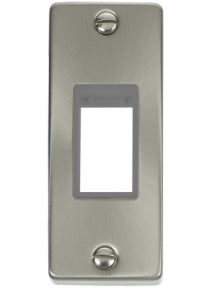 1 Gang Single Satin Chrome Architrave Grid Switch Plate VPSC471GY