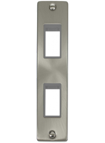 2 Gang Twin Satin Chrome Architrave Grid Switch Plate VPSC472GY