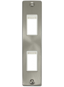 2 Gang Twin Satin Chrome Architrave Grid Switch Plate VPSC472WH