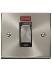 1 Gang 45A Double Pole Satin Chrome Switch with Neon VPSC501BK