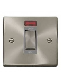 1 Gang 45A Double Pole Satin Chrome Switch with Neon VPSC501GY