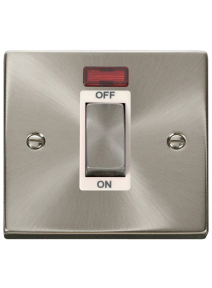 1 Gang 45A Double Pole Satin Chrome Switch with Neon VPSC501WH