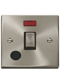 20A Double Pole Satin Chrome Ingot Switch with Flex Outlet &amp; Neon VPSC523BK