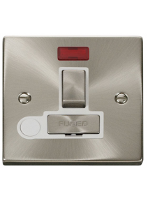 13A Satin Chrome Switched Fused Spur Unit with Flex Out &amp; Neon VPSC552WH