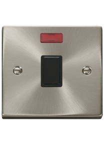 20A Satin Chrome Double Pole Switch with Neon VPSC623BK