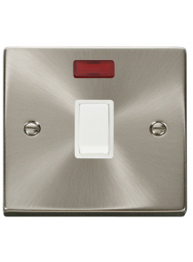 20A Satin Chrome Double Pole Switch with Neon VPSC623WH