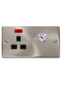 1 Gang Lockable 13A Switched Double Plate Socket with Neon VPSC655BK