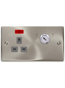 1 Gang Lockable 13A Switched Double Plate Socket with Neon VPSC655GY