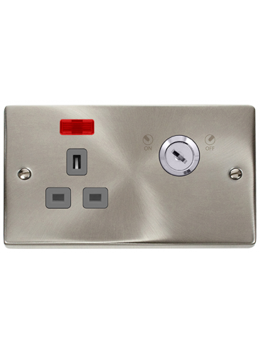 1 Gang Lockable 13A Switched Double Plate Socket with Neon VPSC655GY