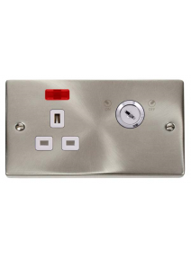 1 Gang Lockable 13A Switched Double Plate Socket with Neon VPSC655WH