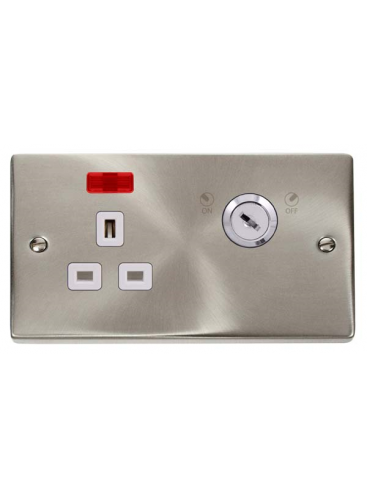 1 Gang Lockable 13A Switched Double Plate Socket with Neon VPSC655WH