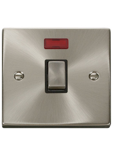 1 Gang 20A Double Pole Satin Chrome Switch with Neon VPSC723BK
