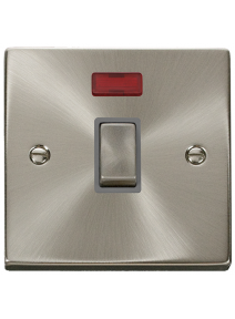 1 Gang 20A Double Pole Satin Chrome Switch with Neon VPSC723GY
