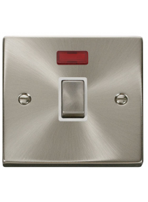 1 Gang 20A Double Pole Satin Chrome Switch with Neon VPSC723WH