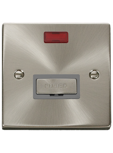 13A Satin Chrome Switched Fused Spur Unit with Neon VPSC753GY