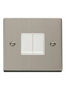 2 Gang 2 Way 10A Stainless Steel Plate Switch VPSS012WH