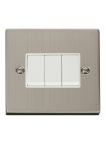 3 Gang 2 Way 10A Stainless Steel Plate Switch VPSS013WH