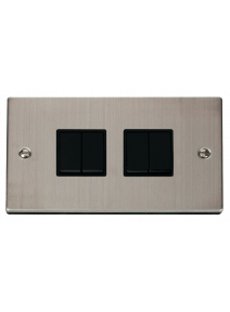 4 Gang 2 Way 10A Stainless Steel Plate Switch VPSS019BK