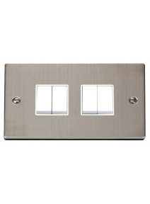 4 Gang 2 Way 10A Stainless Steel Plate Switch VPSS019WH