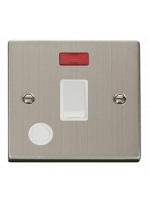 20A Stainless Steel Double Pole Switch with Flex Outlet &amp; Neon VPSS023WH