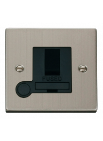 13A Stainless Steel Fused Spur Unit Switched &amp; Flex Outlet VPSS051BK
