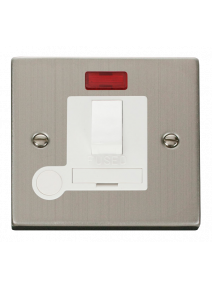 13A Stainless Steel Fused Spur Unit Switched &amp; Flex Outlet with Neon VPSS052WH
