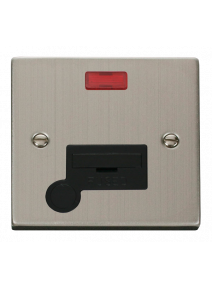 13A Stainless Steel Fused Spur Unit Flex Outlet with Neon VPSS053BK