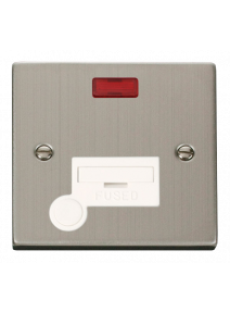 13A Stainless Steel Fused Spur Unit Flex Outlet with Neon VPSS053WH